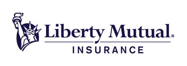 Logo of Liberty Mutual Insurance featuring the Statue of Liberty's torch in the left part and the text 'Liberty Mutual' in large letters followed by the word 'INSURANCE' underneath it, all in a deep blue color.