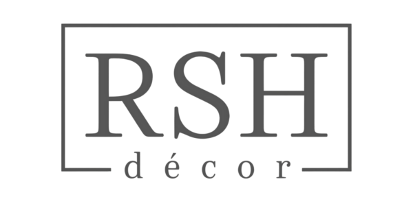 Stylized logo featuring the letters 'RSH' in dark grey with a purple accent and the word 'décor' in a smaller font below it, all enclosed within a rectangular border.