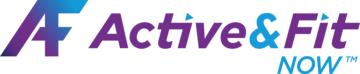 Logo of Active&Fit NOW featuring stylized text with gradient colors transitioning from purple to blue.