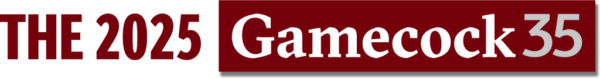 Text graphic featuring the words 'THE 2025 Gamecock 35' in a bold font, with 'THE 2025' in dark maroon and 'Gamecock 35' in gray and white lettering.