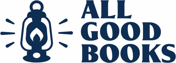 Logo featuring a dark blue lantern with a flame inside, accompanied by the text 'ALL GOOD BOOKS' in a bold font to the right.
