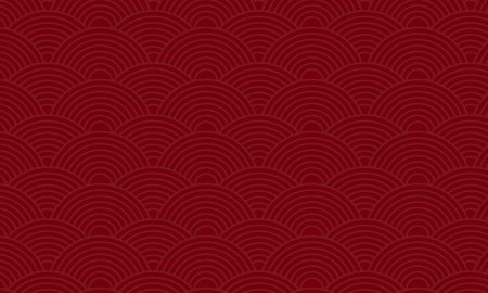 A repeating pattern of curved, scalloped lines in various sizes, colored in shades of deep red against a darker red background, creating a textured effect.