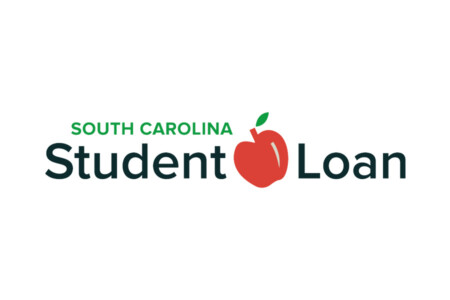 Logo featuring the words "South Carolina Student Loan," with a red apple as part of the design.